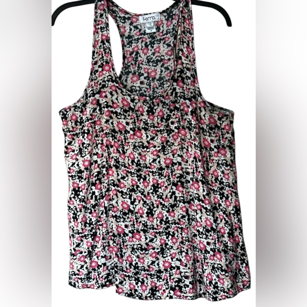Kirra Floral Black Pink White Flowy Tank Top Size M